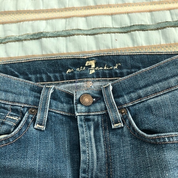 7 For All Mankind Roxy Distress Jean Mini Skirt - Picture 10 of 12